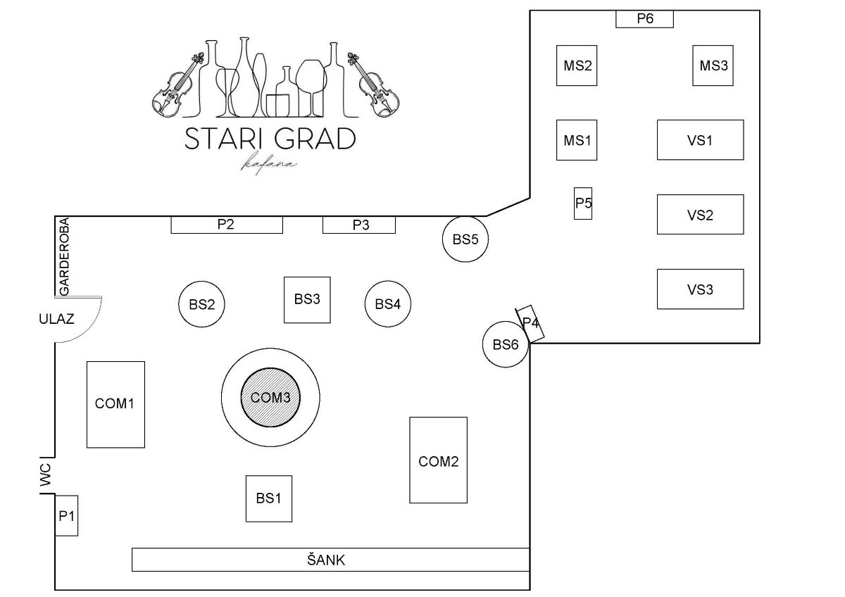 Kafana Stari Grad mapa Sedenja - doček Nove godine