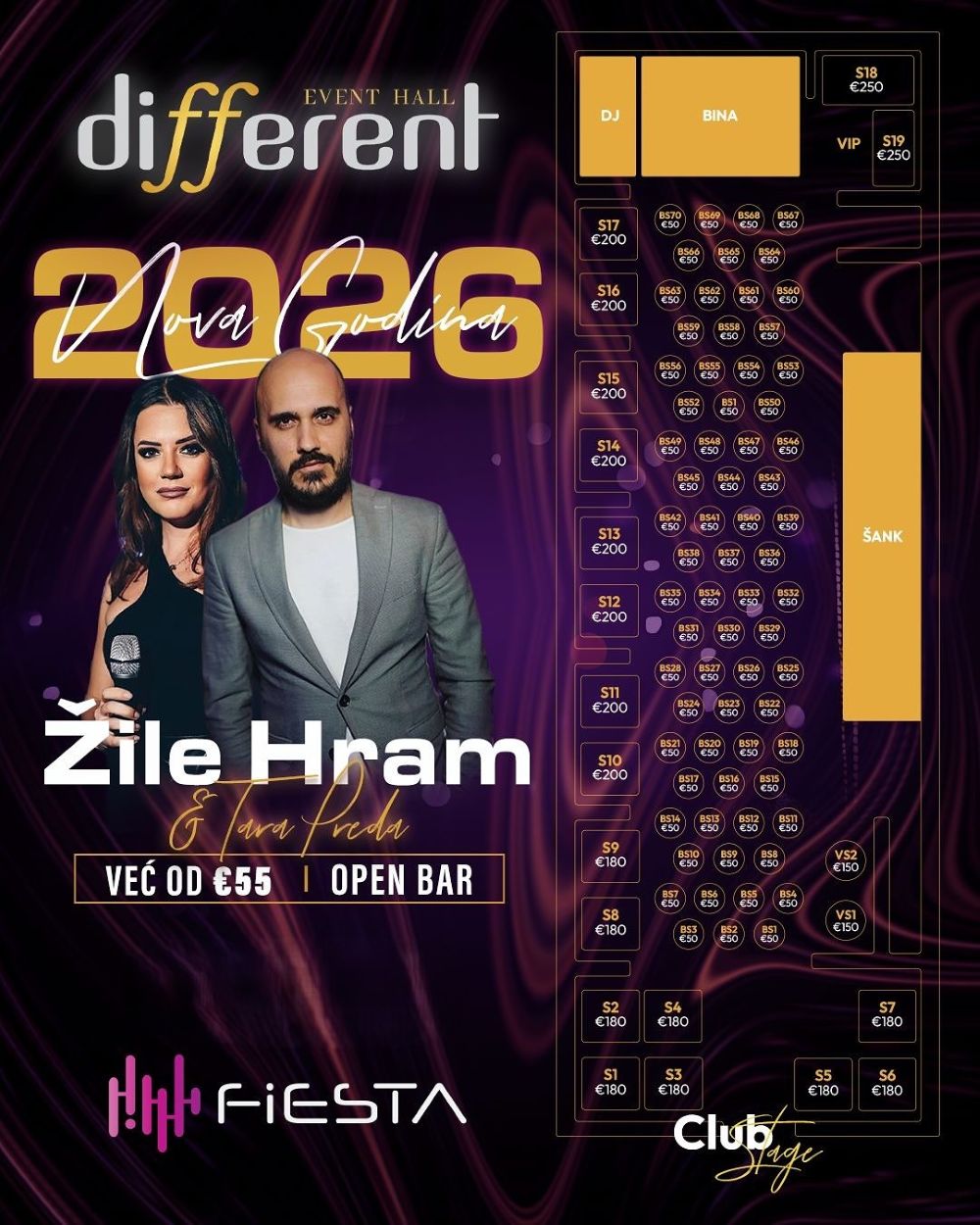 Different event Hall Club Stage Nova godina mapa