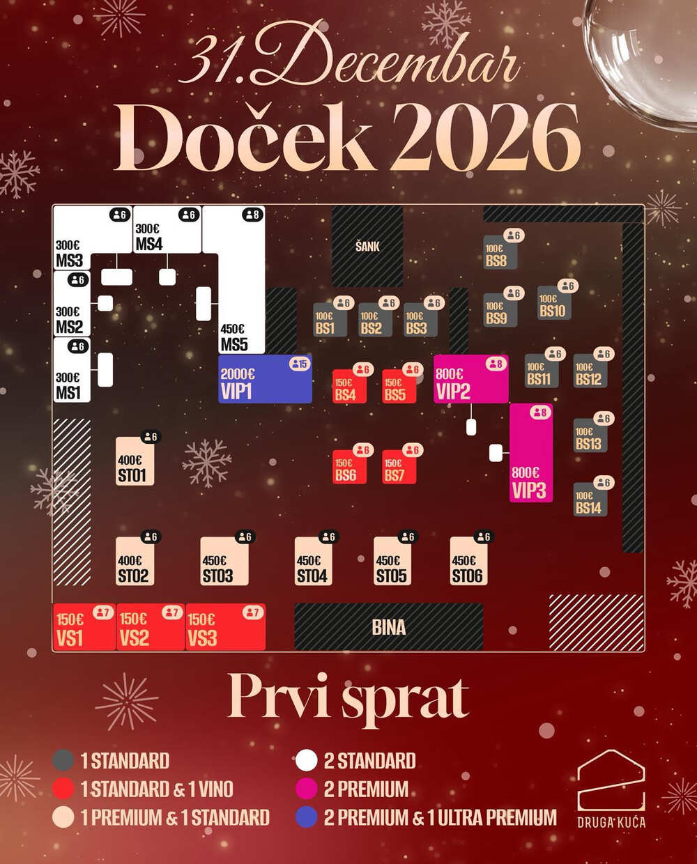 Druga Kuca Beton Hala mapa Prvi Sprat . - doček Nove godine